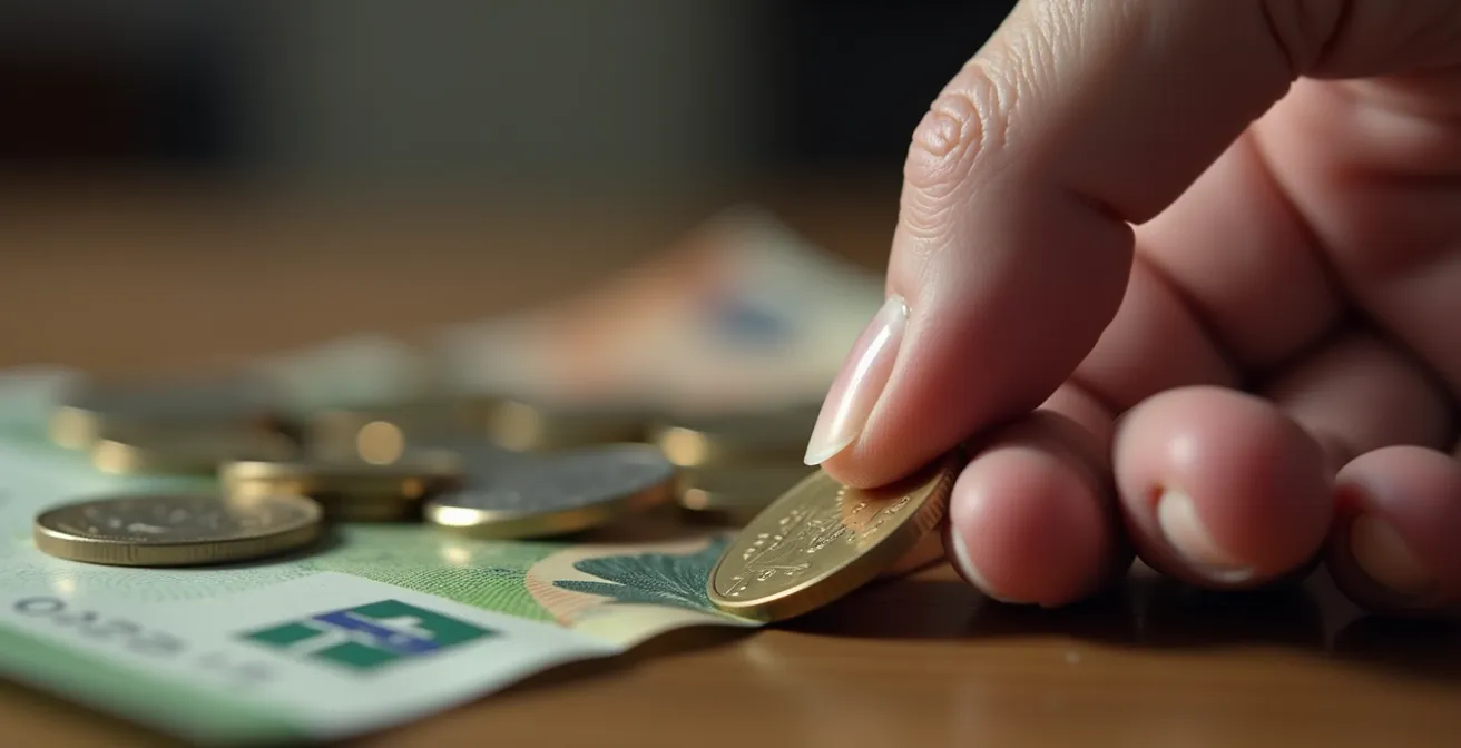 Symbolische afbeelding van geld dat door de vingers glipt naast een energierekening